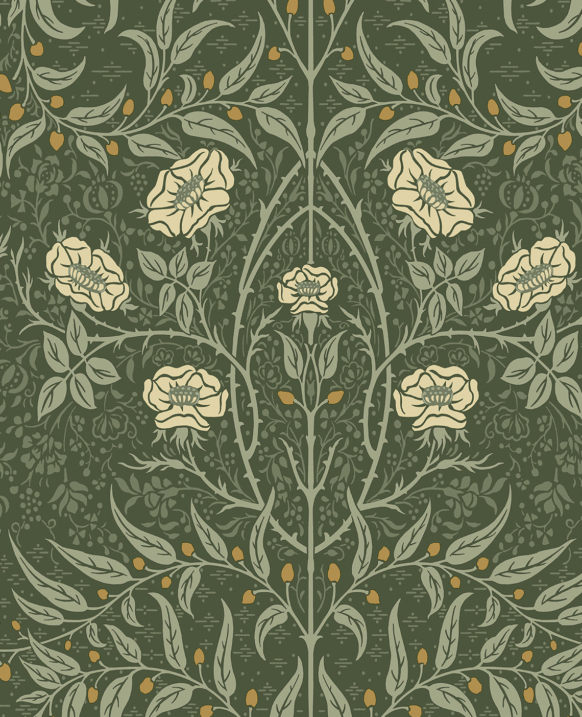 Seabrook Designs Prepasted Online Stenciled Floral Prepasted Floral Vintage Green Matte Sidewall - PR10204