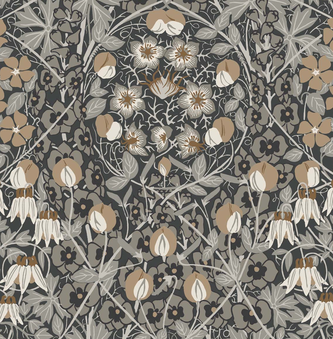 Seabrook Designs Prepasted Online Tulip Garden Prepasted Floral Vintage Grey Matte Sidewall - PR10405