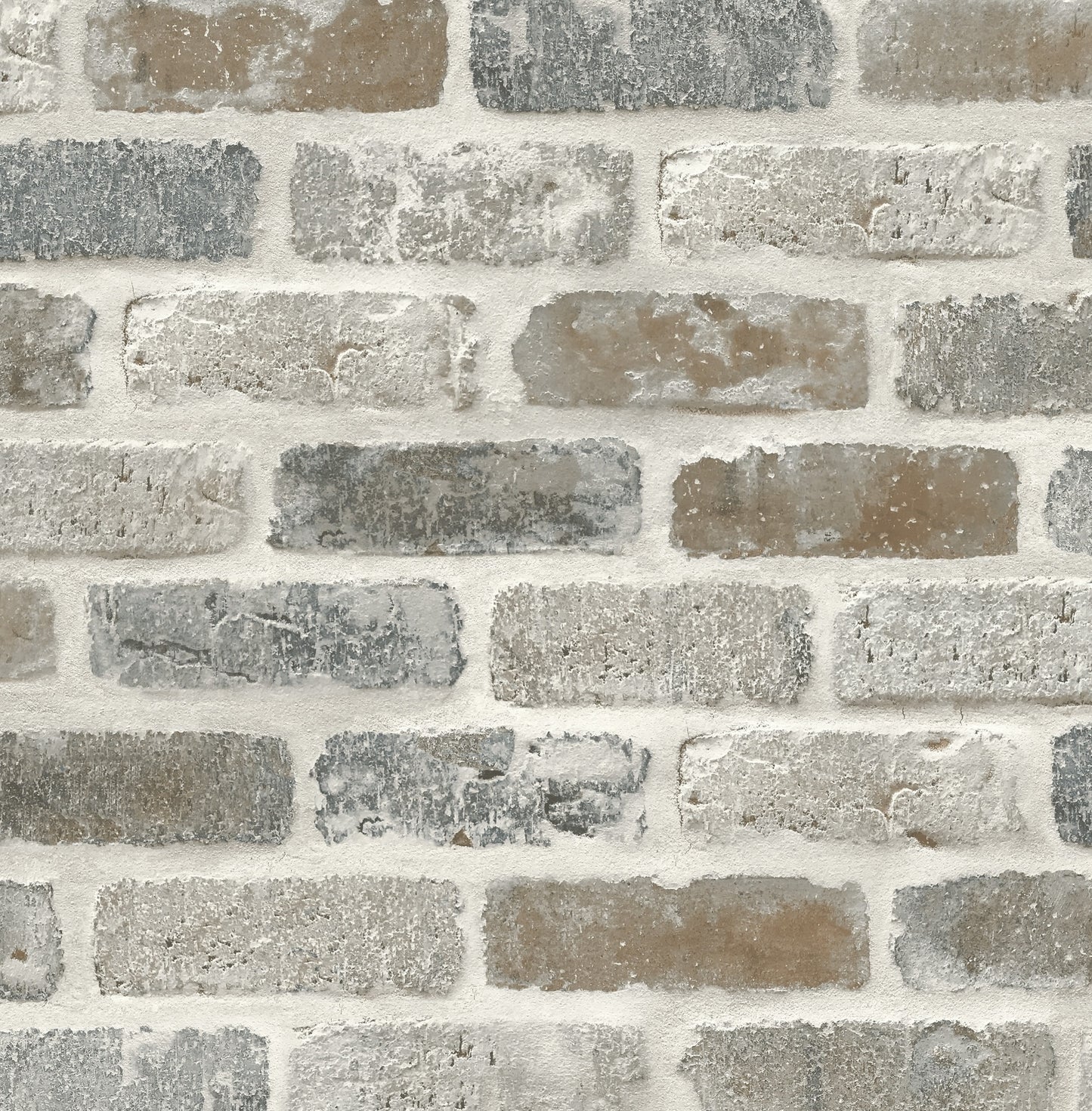 Seabrook Designs Prepasted Online Washed Faux Brick Prepasted Brick Industrial Grey Matte Sidewall - PR10500