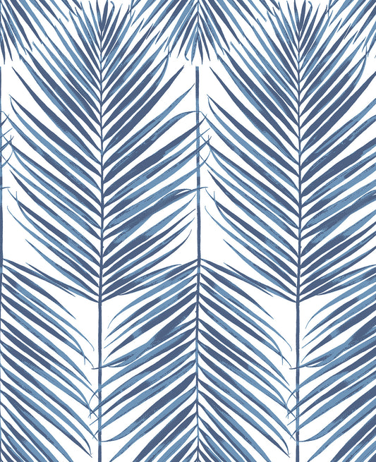 Seabrook Designs Prepasted Online Paradise Palm Prepasted Botanical Coastal Blue Matte Sidewall - PR10702