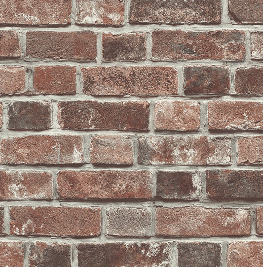 Seabrook Designs Prepasted Online Faux Red Brick Prepasted Brick Industrial Red Matte Sidewall - PR11501