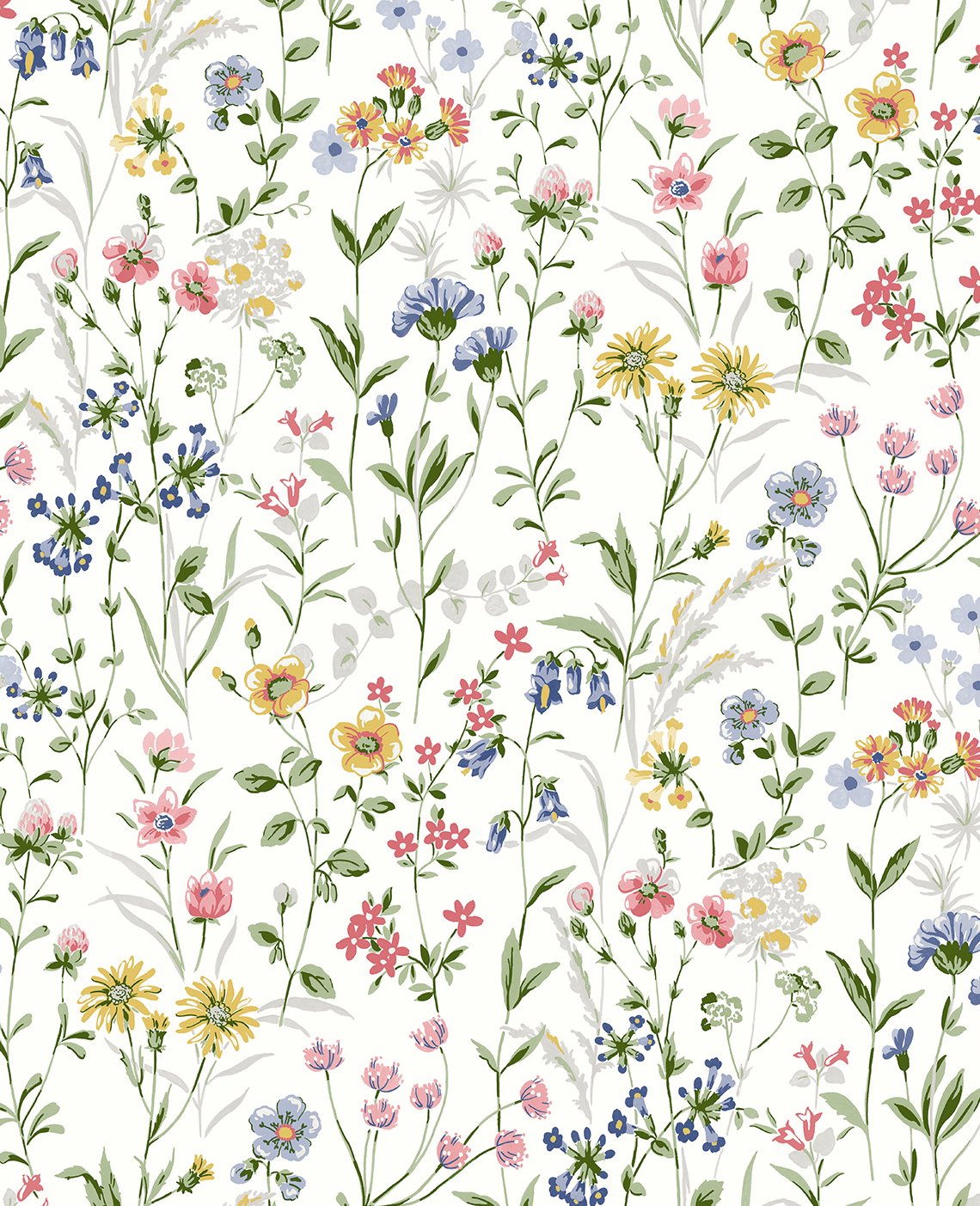 Seabrook Designs Prepasted Online Wildflowers Prepasted Floral Contemporary Multicolored Matte Sidewall - PR11901