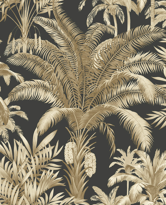 Seabrook Designs Prepasted Online Tropical Palm Beach Prepasted Botanical Tropical Brown Matte Sidewall - PR12100