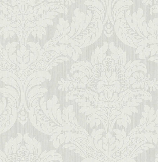 Seabrook Designs Prepasted Online Genevieve Damask Damask Traditional Grey Matte Sidewall - PR12408