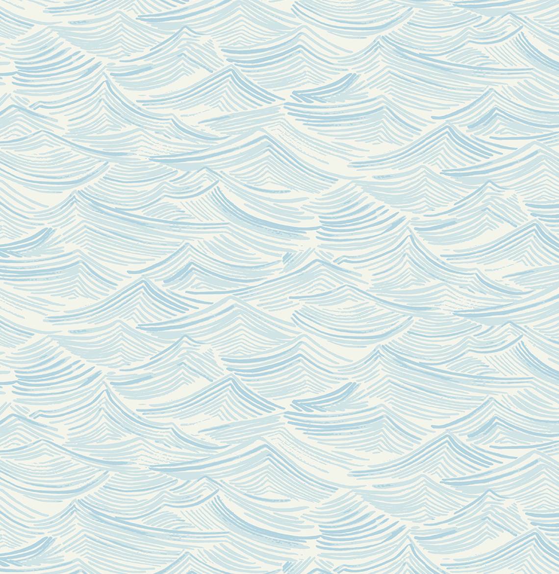 Seabrook Designs Prepasted Online Seaside Waves Illustration Coastal Blue Matte Sidewall - PR12802