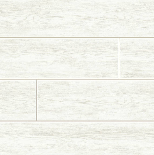 Seabrook Designs Prepasted Online Coastal Faux Shiplap Wood Coastal Off-White Matte Sidewall - PR13000