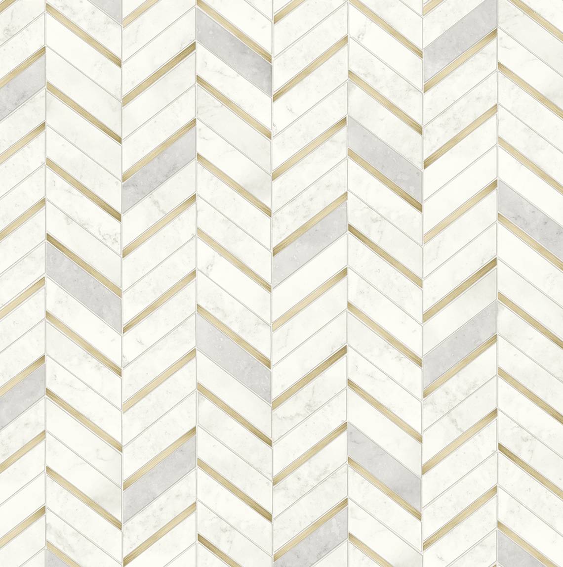 Seabrook Designs Prepasted Online Chevron Faux Tile Tile Contemporary Gold Metallic Sidewall - PR13105