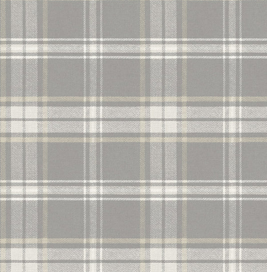 Seabrook Designs Prepasted Online Dellabrooke Plaid Plaid Traditional Grey   - PR13408