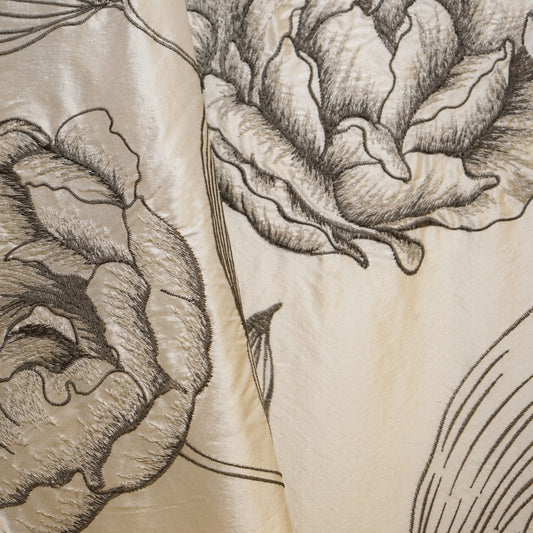 JF Fabrics JF Studio PRIMROSE 94 Fabric Transitional,Floral,Metallic Creme,Beige,Green,Grey,Silver,Taupe  Embroidery,Silk,Texture - 5083094 SJ101