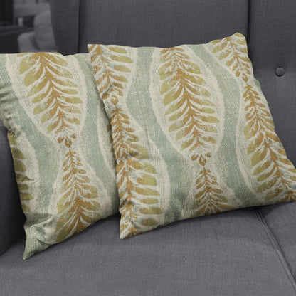 blue botanical stripe upholstery fabric by NicholasJohn in fresco tone with textured frond pattern, abstract contemporary designer fabric for sofas chairs cushions and home decor, durable luxury textile for coastal and modern interiors