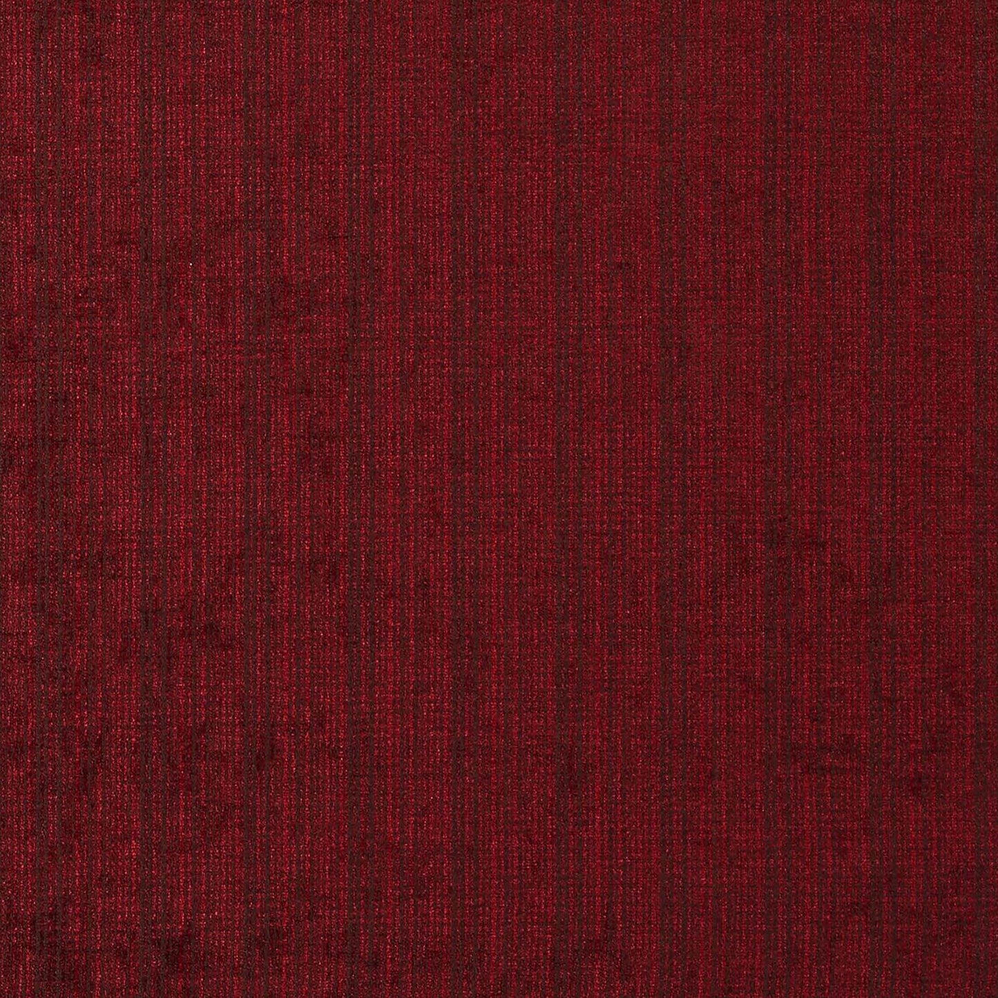 Deep burgundy striped chenille fabric swatch with plush texture.