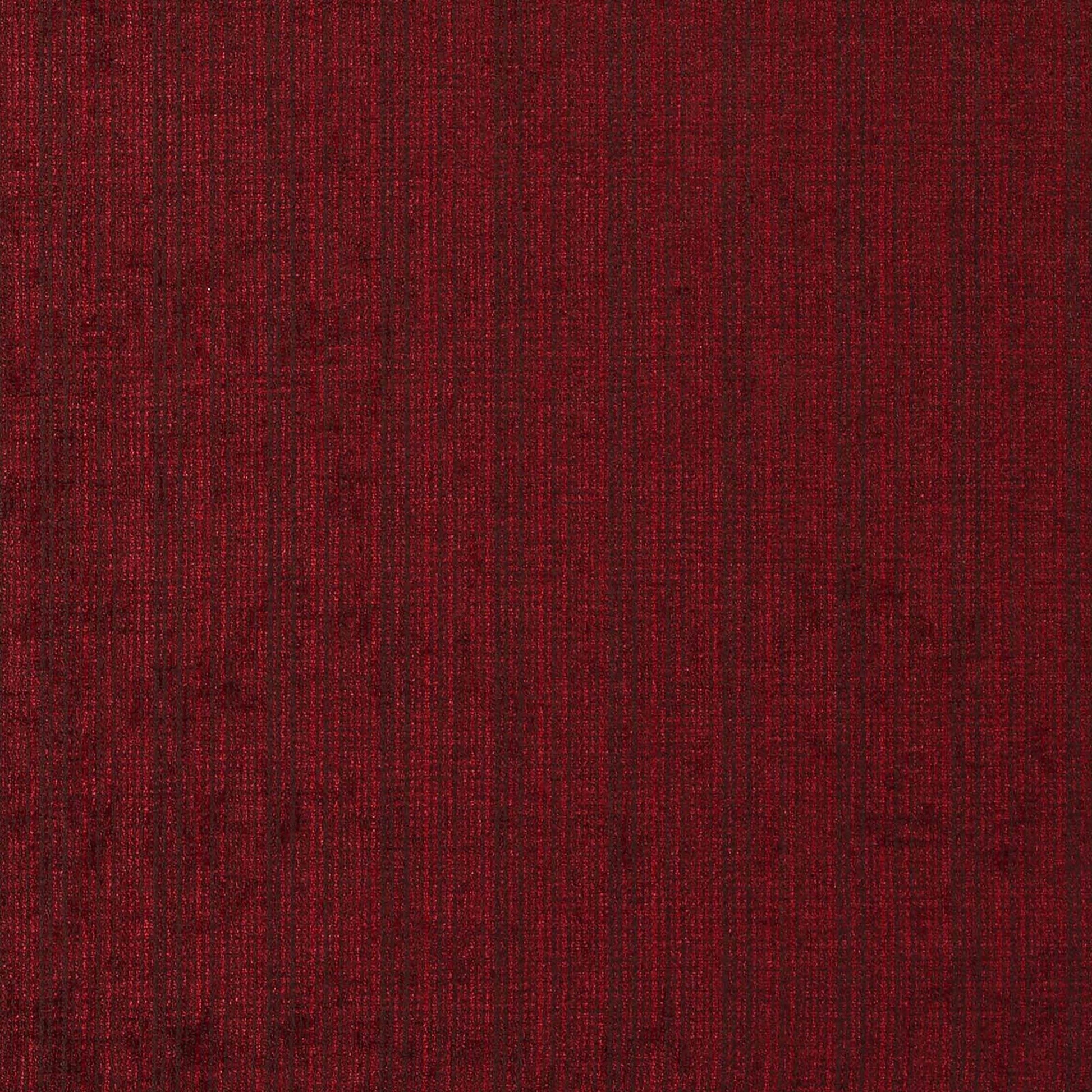 Deep burgundy striped chenille fabric swatch with plush texture.