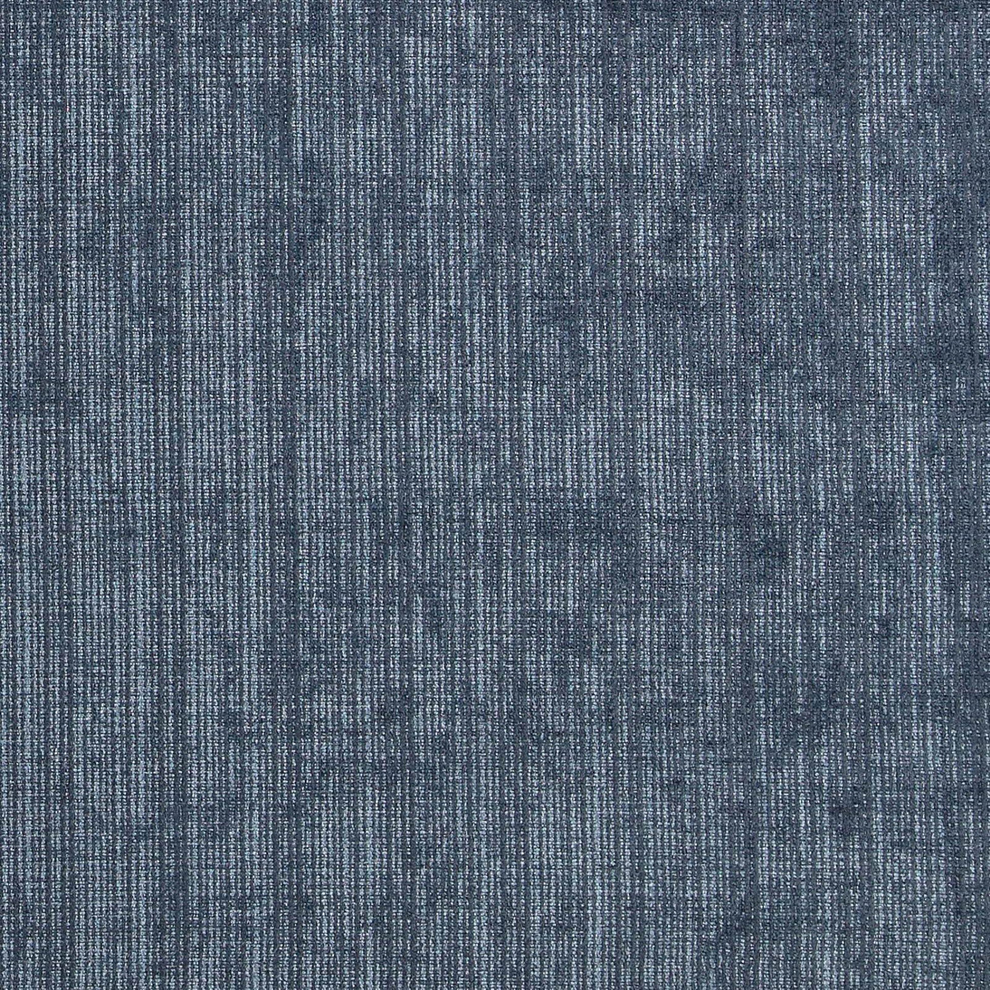Dark blue-gray striped chenille fabric swatch with textured surface.