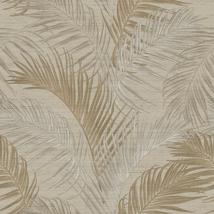 Beige fern leaf pattern on a textured tan background & tropical botanical wallpaper.