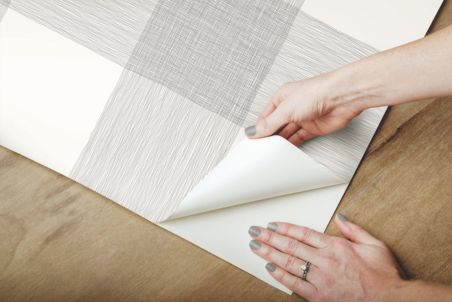 York Wallcoverings York Premium Peel + Stick Magnolia Magnolia Home Common Thread Black and White Peel and Stick Wallpaper  Plaids and Checks Whites and Off-Whites  Wallpaper - PSW1000RL