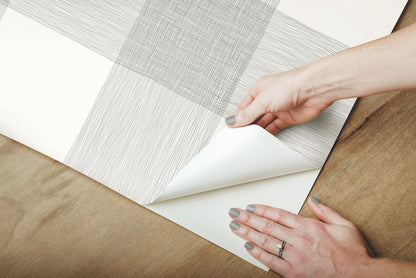 York Wallcoverings York Premium Peel + Stick Magnolia Magnolia Home Common Thread Black and White Peel and Stick Wallpaper  Plaids and Checks Whites and Off-Whites  Wallpaper - PSW1000RL