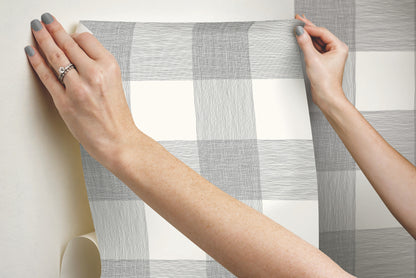 York Wallcoverings York Premium Peel + Stick Magnolia Magnolia Home Common Thread Black and White Peel and Stick Wallpaper  Plaids and Checks Whites and Off-Whites  Wallpaper - PSW1000RL