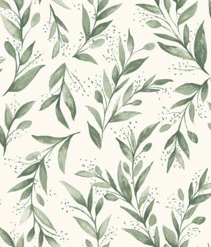 York Wallcoverings York Premium Peel + Stick Magnolia Magnolia Home Olive Branch Olive Grove Peel and Stick Wallpaper  Botanical Greens  Wallpaper - PSW1001RL