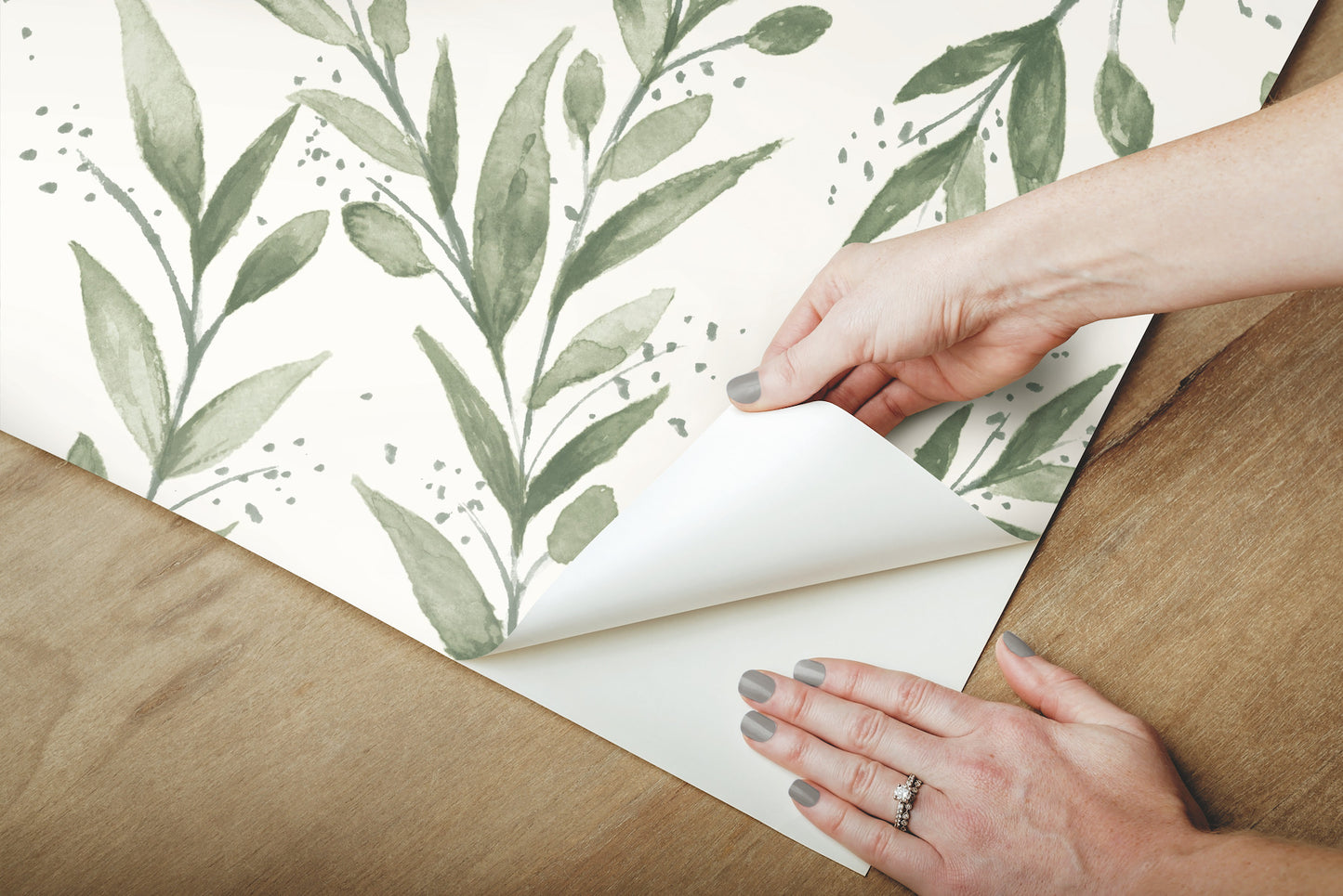 York Wallcoverings York Premium Peel + Stick Magnolia Magnolia Home Olive Branch Olive Grove Peel and Stick Wallpaper  Botanical Greens  Wallpaper - PSW1001RL