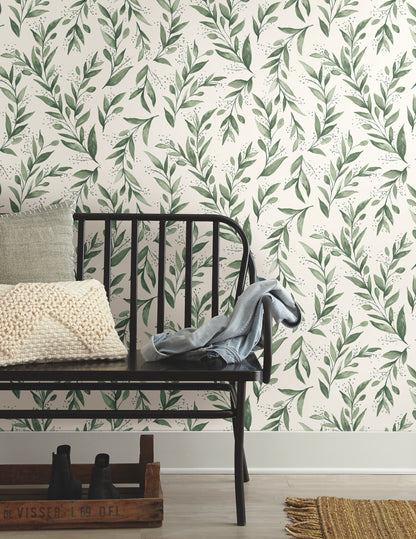 York Wallcoverings York Premium Peel + Stick Magnolia Magnolia Home Olive Branch Olive Grove Peel and Stick Wallpaper  Botanical Greens  Wallpaper - PSW1001RL