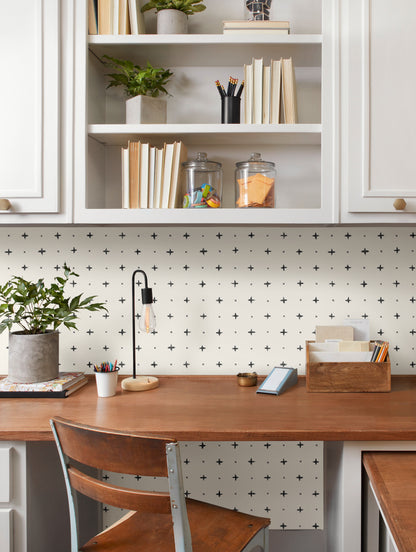 York Wallcoverings York Premium Peel + Stick Magnolia Magnolia Home Cross Stitch Black Peel and Stick Wallpaper  Small Prints Blacks  Wallpaper - PSW1008RL