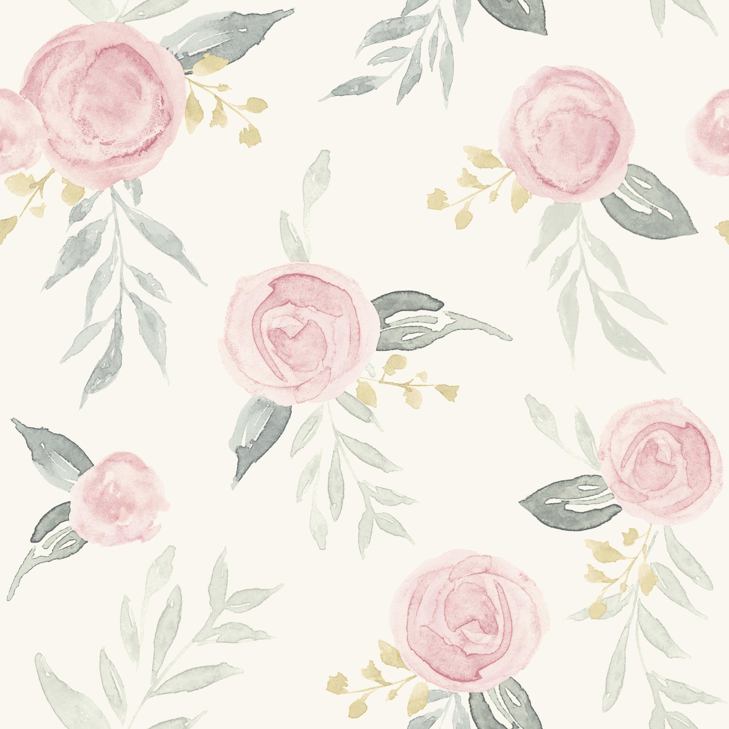 York Wallcoverings York Premium Peel + Stick Magnolia Magnolia Home Watercolor Roses Pink Peel and Stick Wallpaper  Botanical Pinks  Wallpaper - PSW1010RL