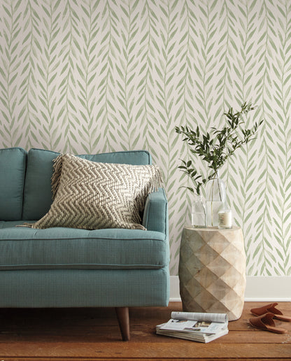 York Wallcoverings York Premium Peel + Stick Magnolia Magnolia Home Willow Green Peel and Stick Wallpaper  Botanical Greens  Wallpaper - PSW1016RL