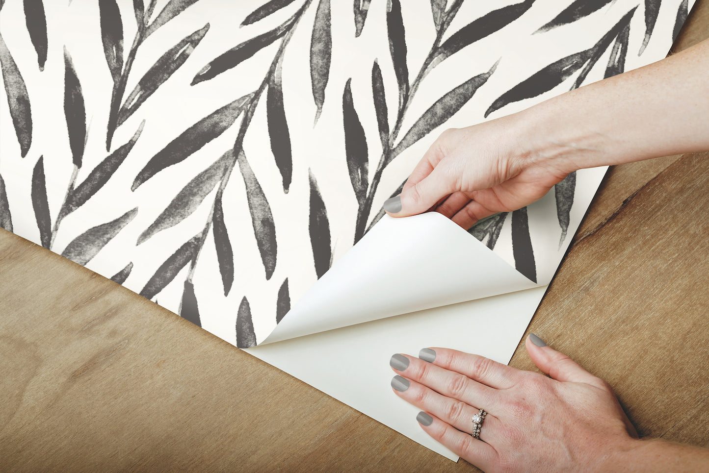 York Wallcoverings York Premium Peel + Stick Magnolia Magnolia Home Willow Black Peel and Stick Wallpaper  Botanical Blacks  Wallpaper - PSW1017RL