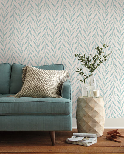 York Wallcoverings York Premium Peel + Stick Magnolia Magnolia Home Willow Blue Peel and Stick Wallpaper  Botanical Blues  Wallpaper - PSW1019RL