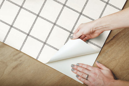 York Wallcoverings York Premium Peel + Stick Magnolia Home Sunday Best Black Peel and Stick Wallpaper  Plaids and Checks Blacks  Wallpaper - PSW1023RL