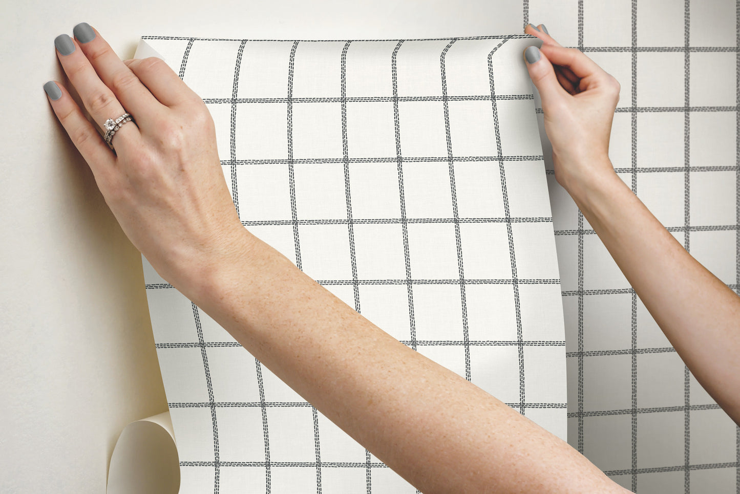 York Wallcoverings York Premium Peel + Stick Magnolia Home Sunday Best Black Peel and Stick Wallpaper  Plaids and Checks Blacks  Wallpaper - PSW1023RL