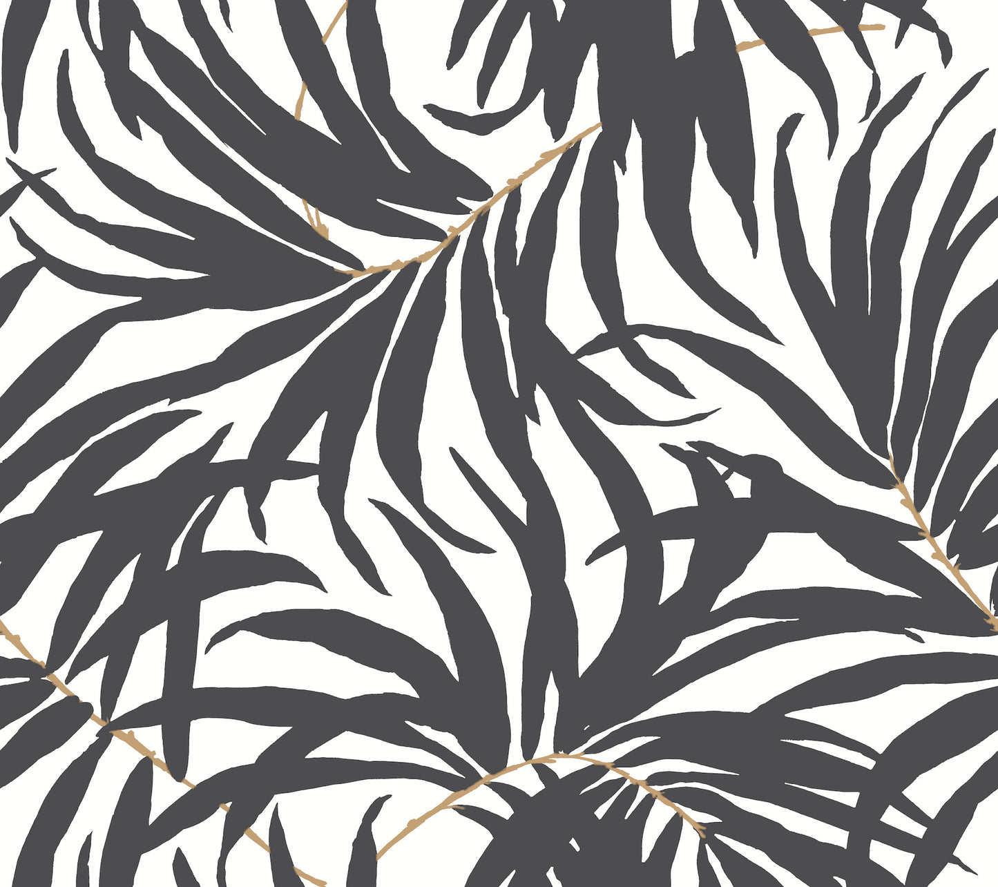 York Wallcoverings York Premium Peel + Stick Bali Leaves Black Peel and Stick Wallpaper  Bohemian Blacks  Wallpaper - PSW1029RL