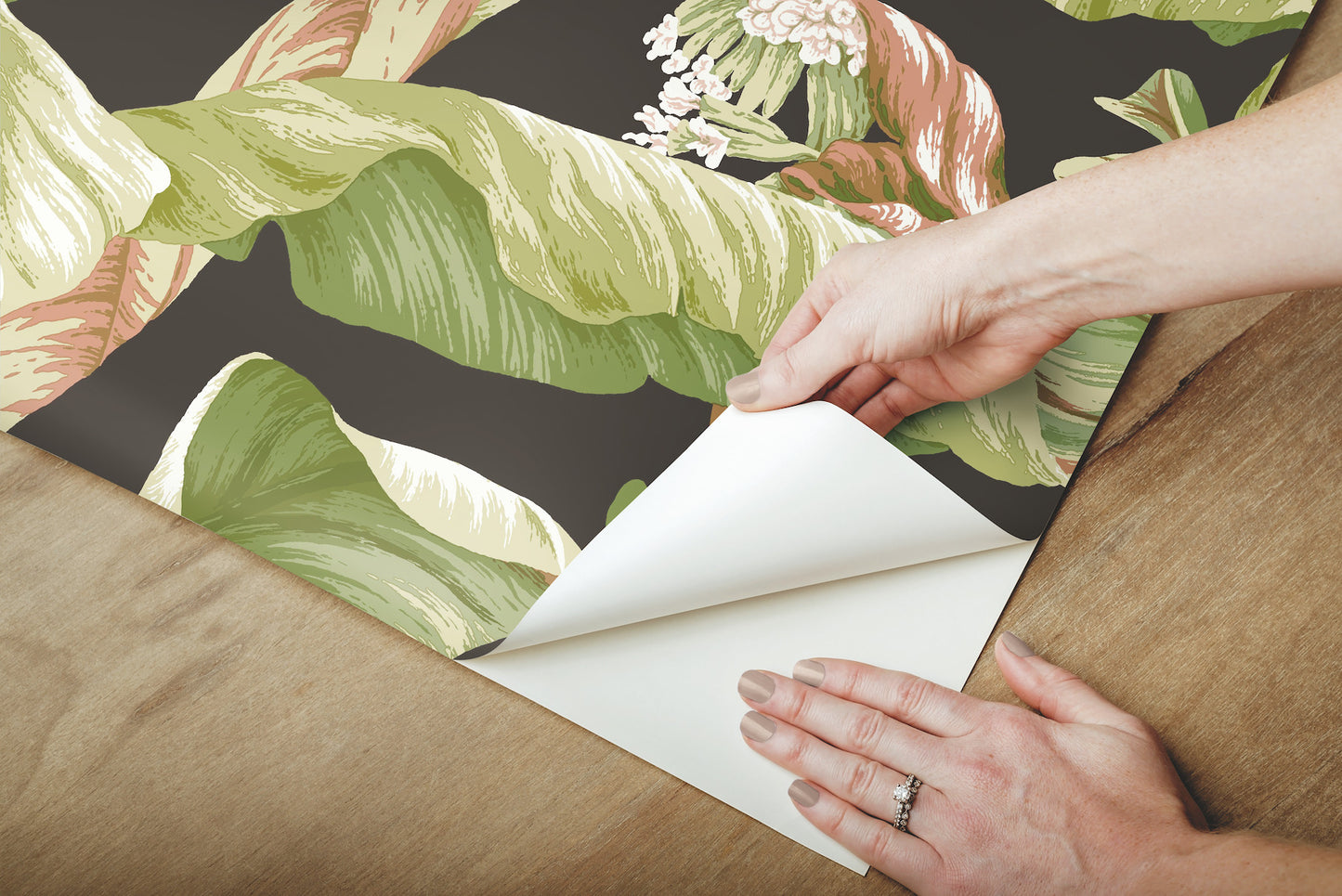 York Wallcoverings York Premium Peel + Stick Banana Leaf Black and Green Peel and Stick Wallpaper  Botanical Greens  Wallpaper - PSW1035RL