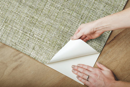 York Wallcoverings York Premium Peel + Stick Papyrus Weave Green Peel and Stick Wallpaper  Textures Greens  Wallpaper - PSW1038RL