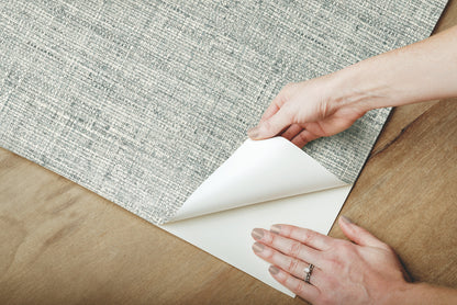 York Wallcoverings York Premium Peel + Stick Papyrus Weave Blue Peel and Stick Wallpaper  Textures Blues  Wallpaper - PSW1040RL