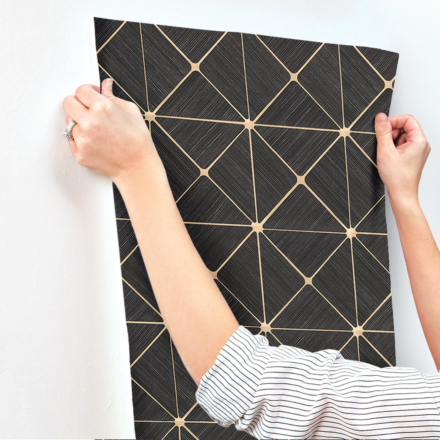 York Wallcoverings York Premium Peel + Stick Double Diamonds Black Peel and Stick Wallpaper  Geometrics Blacks  Wallpaper - PSW1070RL