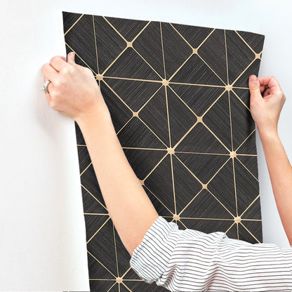 York Wallcoverings York Premium Peel + Stick Double Diamonds Black Peel and Stick Wallpaper  Geometrics Blacks  Wallpaper - PSW1070RL