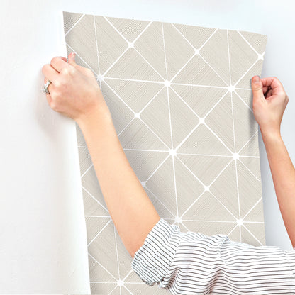 York Wallcoverings York Premium Peel + Stick Double Diamonds Off White Peel and Stick Wallpaper  Geometrics Whites and Off-Whites  Wallpaper - PSW1072RL