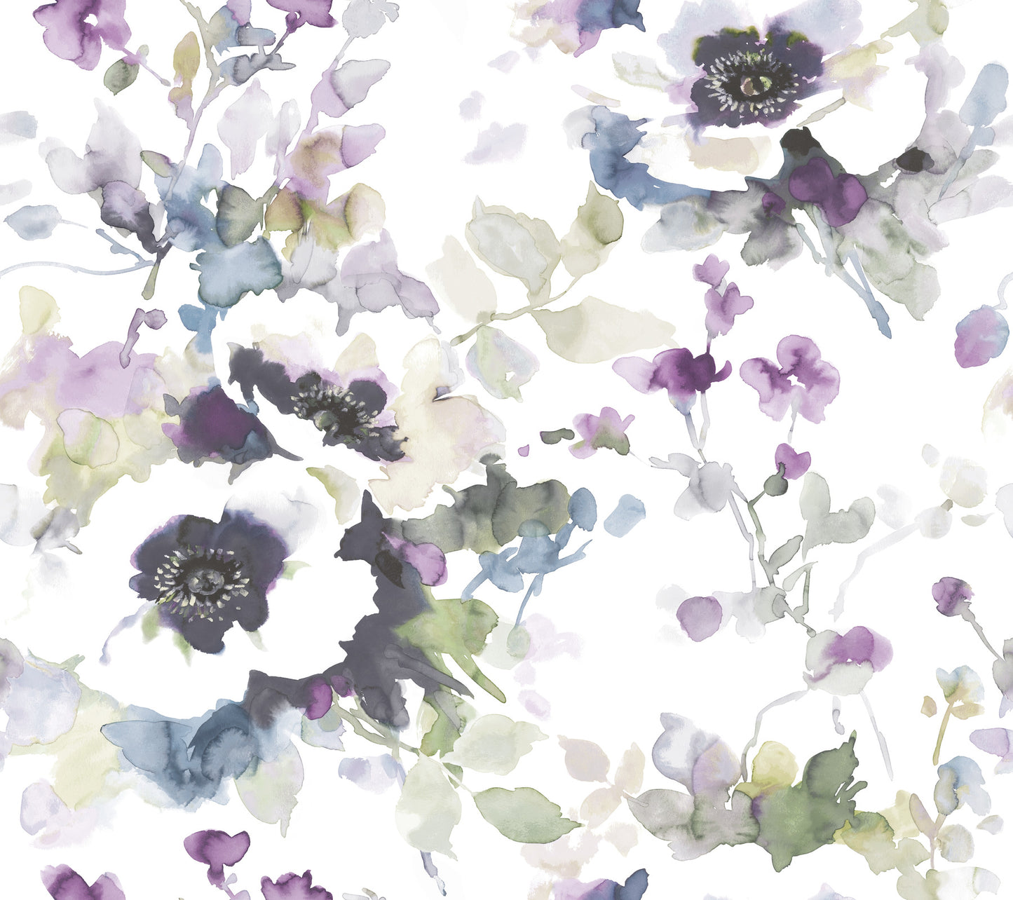 York Wallcoverings York Premium Peel + Stick Garden Anemone Lilac and Green Peel and Stick Wallpaper  Botanical Greens  Wallpaper - PSW1082RL