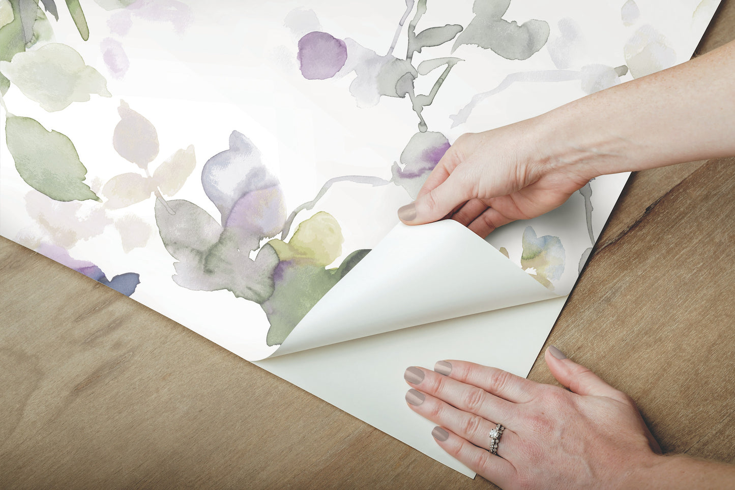 York Wallcoverings York Premium Peel + Stick Garden Anemone Lilac and Green Peel and Stick Wallpaper  Botanical Greens  Wallpaper - PSW1082RL