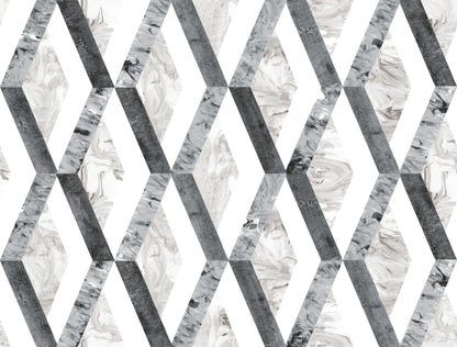 York Wallcoverings York Premium Peel + Stick Statuary Diamond Inlay Grey Peel and Stick Wallpaper  Geometrics Greys  Wallpaper - PSW1116RL