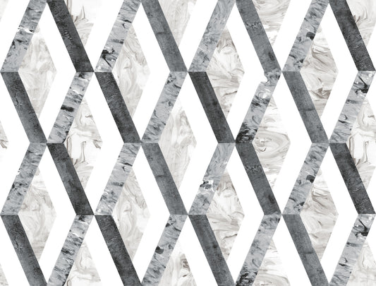 York Wallcoverings York Premium Peel + Stick Statuary Diamond Inlay Grey Peel and Stick Wallpaper  Geometrics Greys  Wallpaper - PSW1116RL