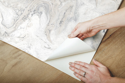 York Wallcoverings York Premium Peel + Stick Oil and Marble White and Grey Peel and Stick Wallpaper  Bohemian Whites and Off-Whites  Wallpaper - PSW1127RL
