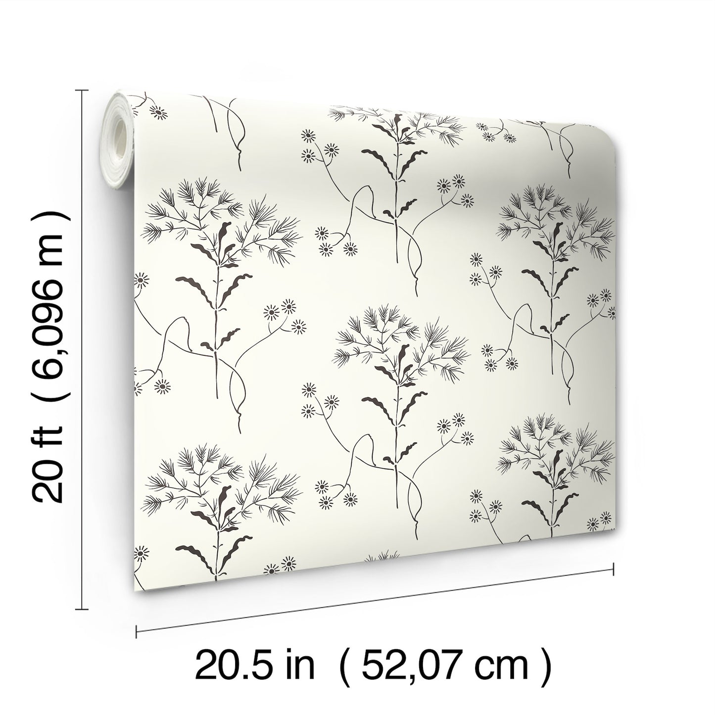 York Wallcoverings York Premium Peel + Stick Magnolia Home Wildflower Black and White Peel and Stick Wallpaper  Florals and Flowers Whites and Off-Whites  Wallpaper - PSW1153RL
