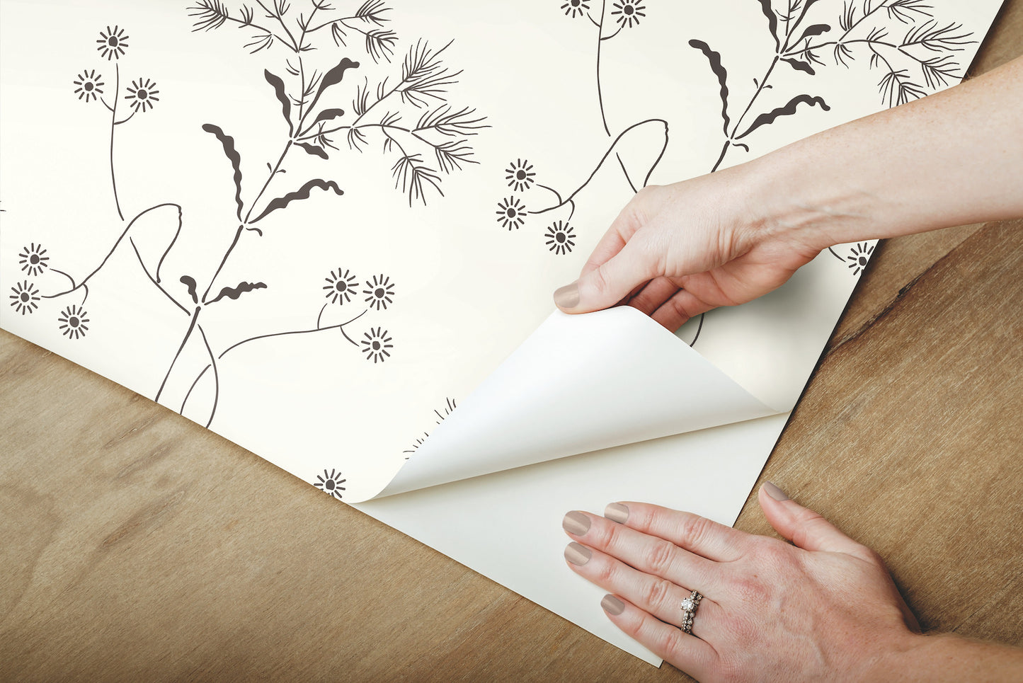 York Wallcoverings York Premium Peel + Stick Magnolia Home Wildflower Black and White Peel and Stick Wallpaper  Florals and Flowers Whites and Off-Whites  Wallpaper - PSW1153RL