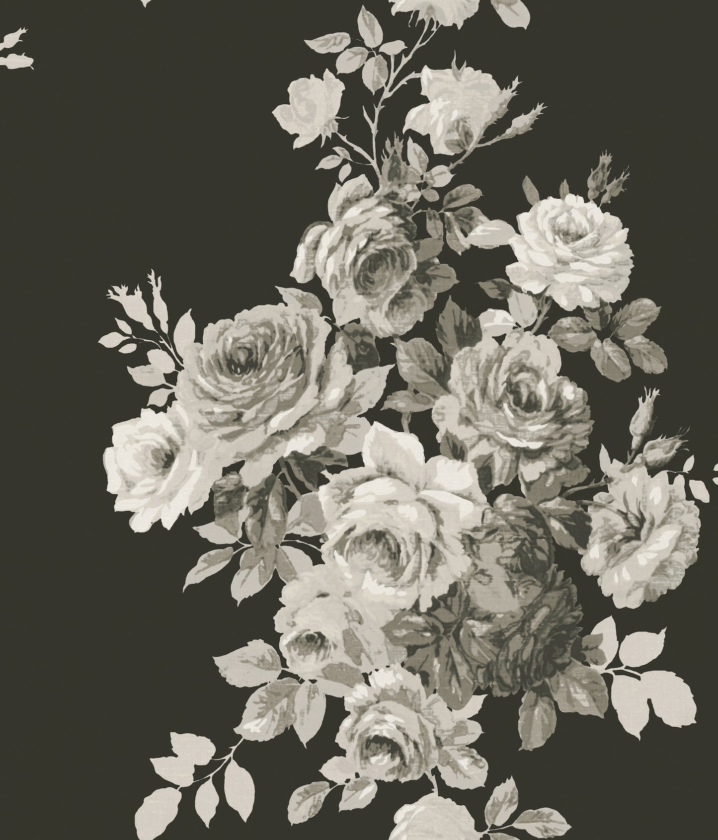 York Wallcoverings York Premium Peel + Stick Magnolia Home Tea Rose Black and White Peel and Stick Wallpaper  Florals and Flowers Whites and Off-Whites  Wallpaper - PSW1156RL