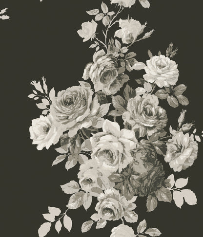 York Wallcoverings York Premium Peel + Stick Magnolia Home Tea Rose Black and White Peel and Stick Wallpaper  Florals and Flowers Whites and Off-Whites  Wallpaper - PSW1156RL
