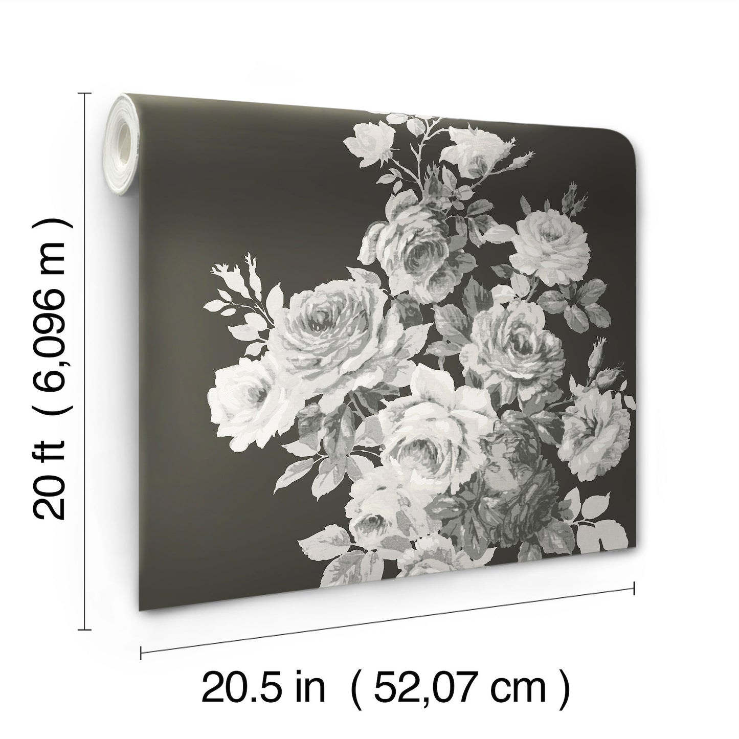 York Wallcoverings York Premium Peel + Stick Magnolia Home Tea Rose Black and White Peel and Stick Wallpaper  Florals and Flowers Whites and Off-Whites  Wallpaper - PSW1156RL