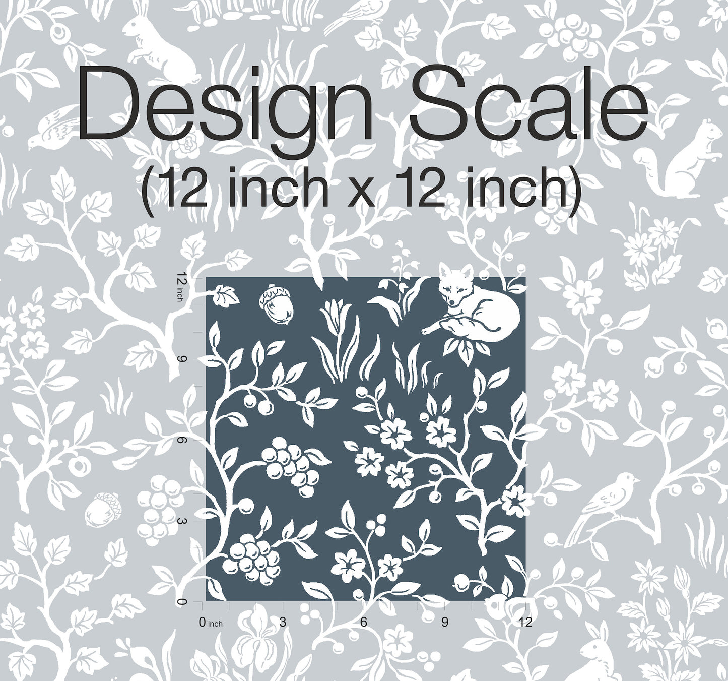 York Wallcoverings York Premium Peel + Stick Magnolia Home Fox and Hare Navy Peel and Stick Wallpaper  Animals Blues  Wallpaper - PSW1166RL