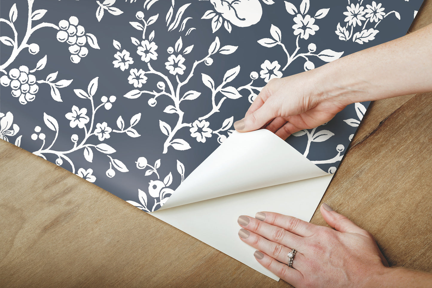 York Wallcoverings York Premium Peel + Stick Magnolia Home Fox and Hare Navy Peel and Stick Wallpaper  Animals Blues  Wallpaper - PSW1166RL